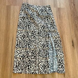 Cotton Candy LA - Leopard Animal Print Midi Skirt with Slit